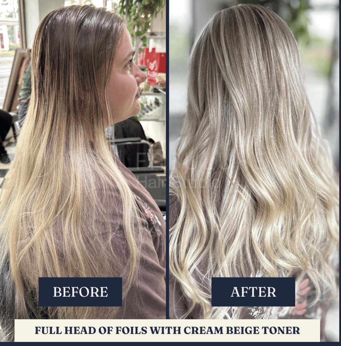 lived-in blonde result Vermont hair salon