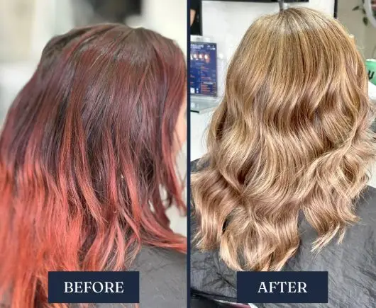 Colour correction with full head foils before and after – Fabuluxe Hair Studio Vermont
