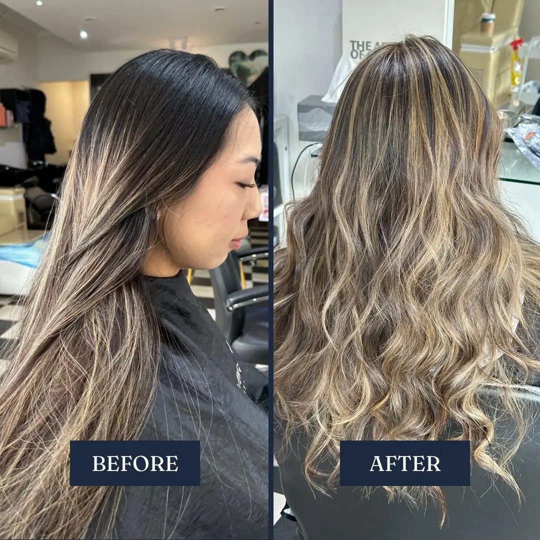 Before and after: balayage, soft ash melt – Fabuluxe Hair Studio Vermont