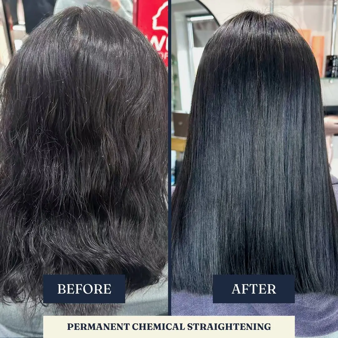 Before and after: permanent straightening, sleek, high-shine finish – Fabuluxe Hair Studio Vermont