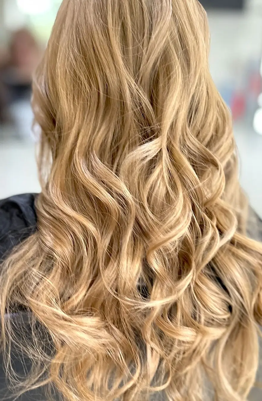 Golden blonde waves by Darren – Fabuluxe Hair Studio Vermont