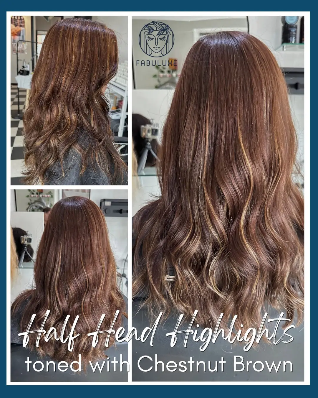 Half head highlights toned with chestnut brown – Fabuluxe Hair Studio Vermont
