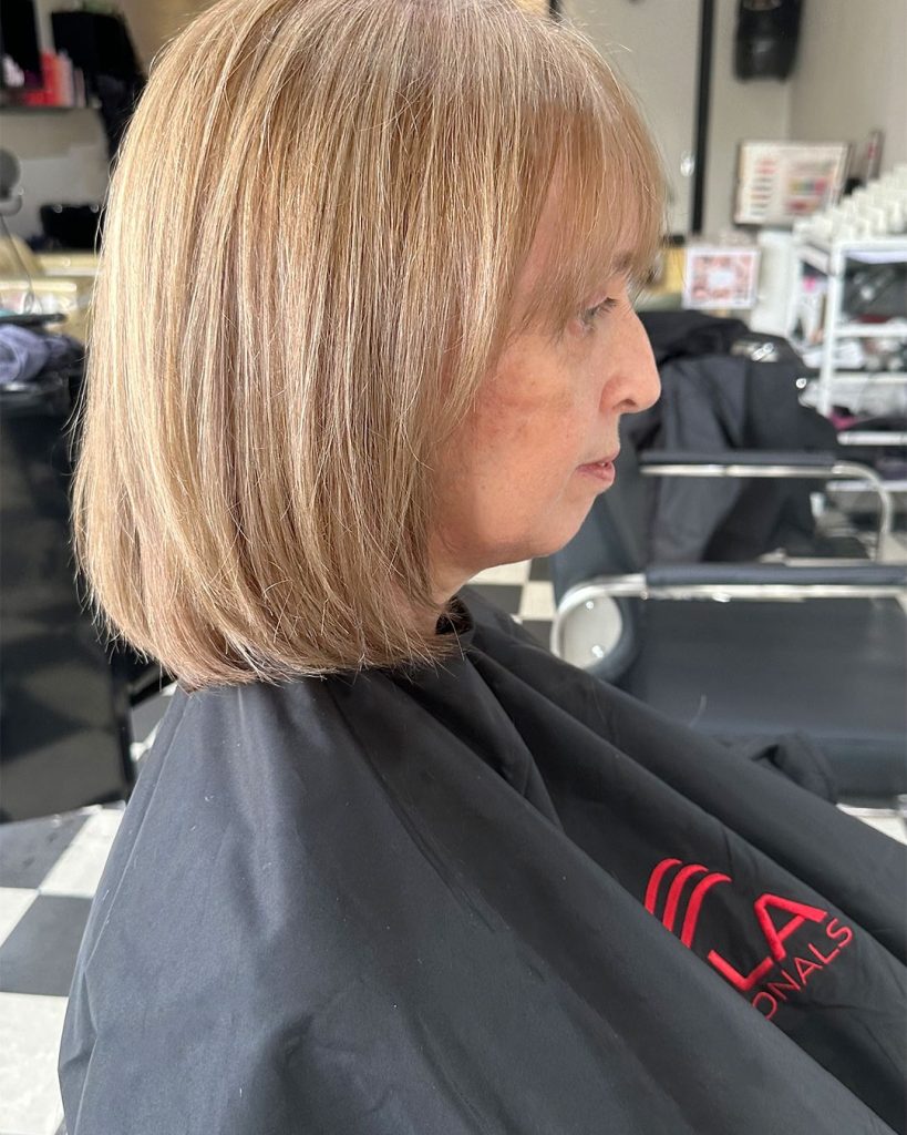 Blonde foils on a bob – Fabuluxe Hair Studio Vermont