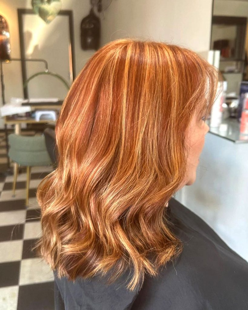 Copper foils with soft waves – Fabuluxe Hair Studio Vermont