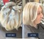 Grey blending with half head foils before and after – Fabuluxe Hair Studio Vermont