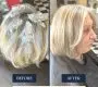 Grey blending with half head foils before and after – Fabuluxe Hair Studio Vermont
